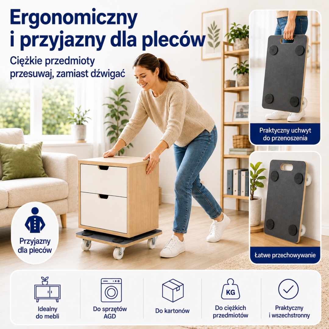 Transportní vozík do 200 kg překližková deska 58x28,5 cm na kolečkách pro přepravu M19228